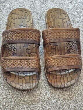 Jesus Sandals By Imperial Hawaii Slides in Two Toned Brown